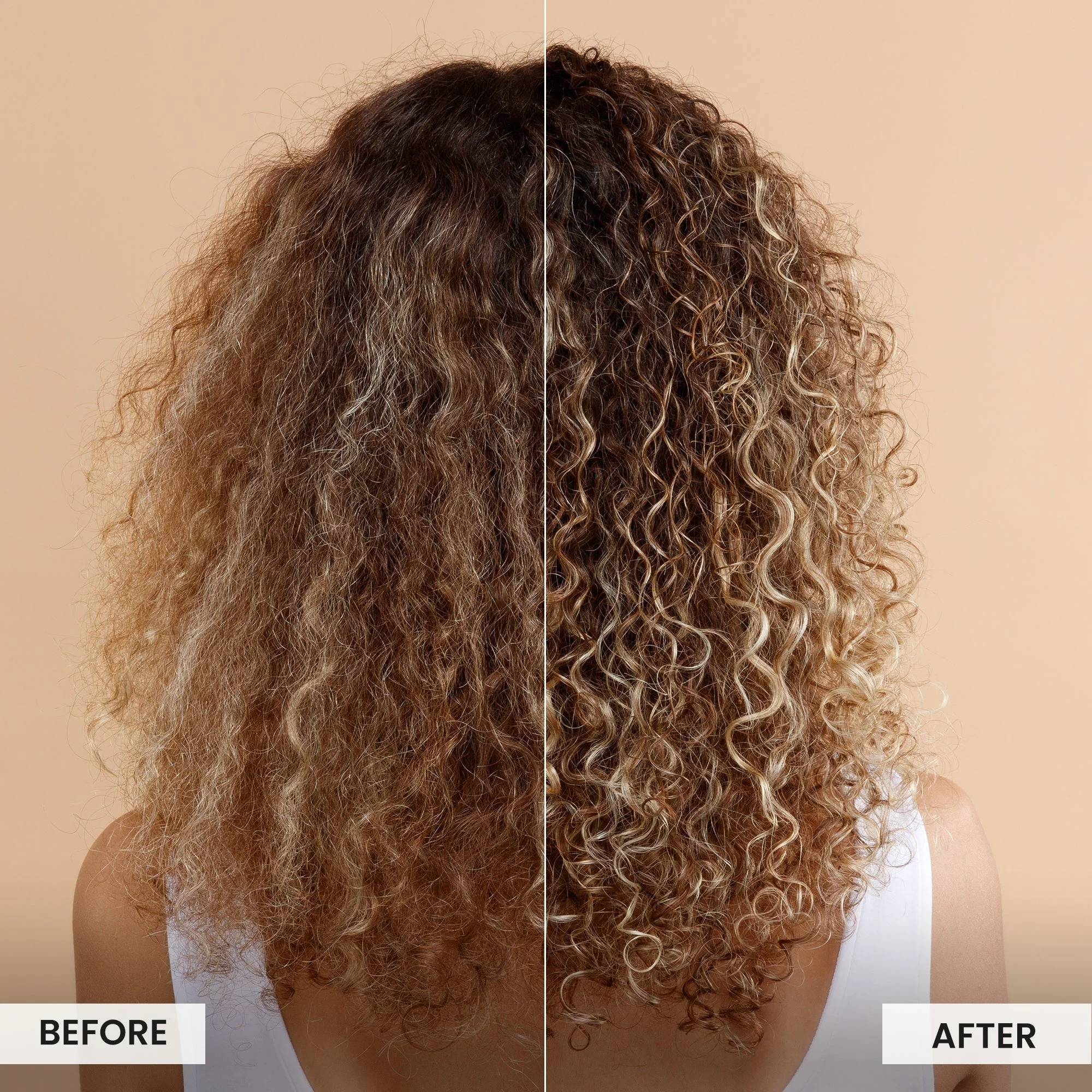 Before and after using curly hair products